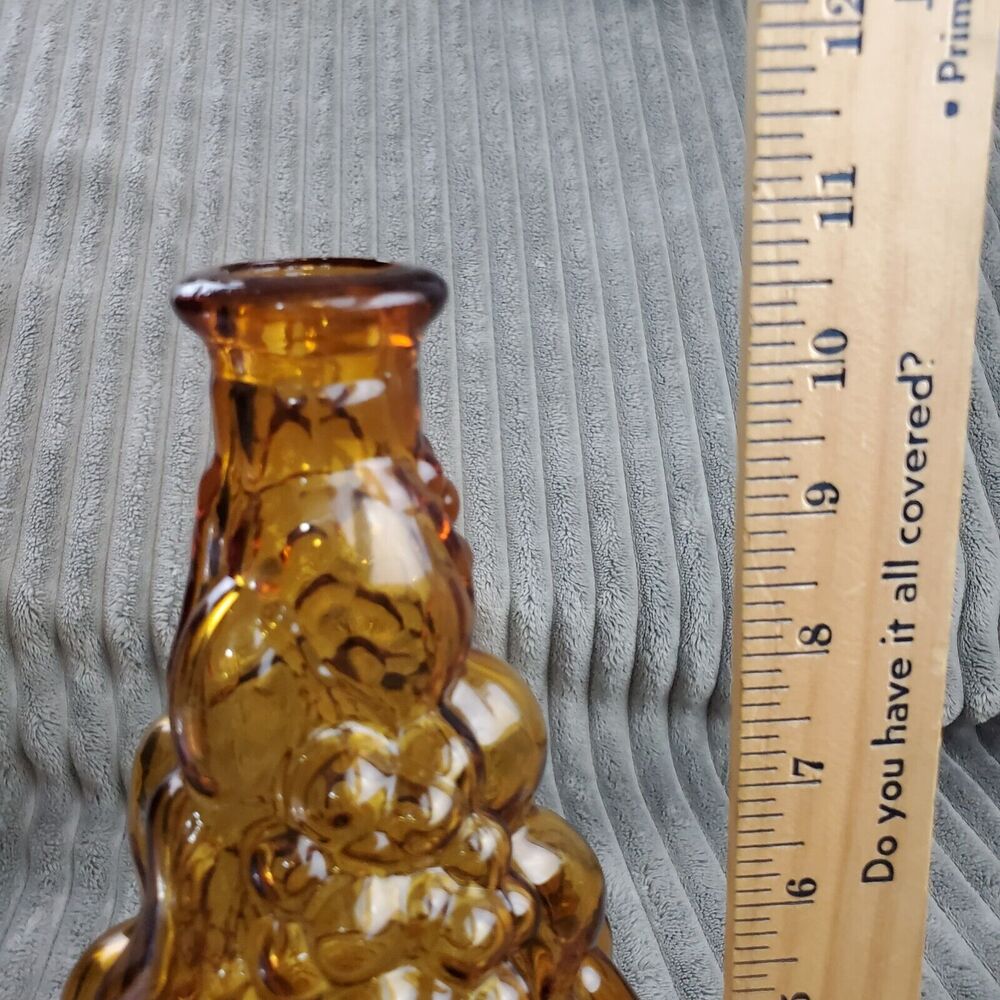 Vintage Amber Glass Fruit Basket Decanter Home Decor Adult's 11" Genie Bottle - Picture 4 of 5